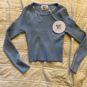 Princess Polly Long Sleeved Shirt Women’s Ribbed Blue New Tags Size S/M